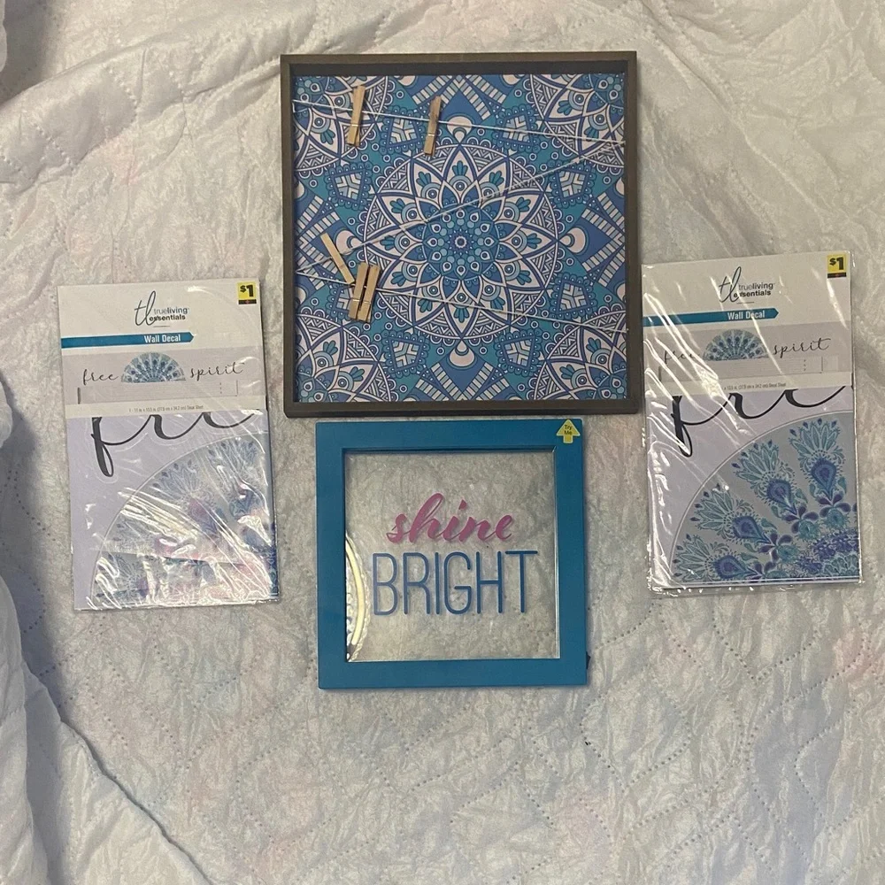 Blue Mandala Wall Art Set by